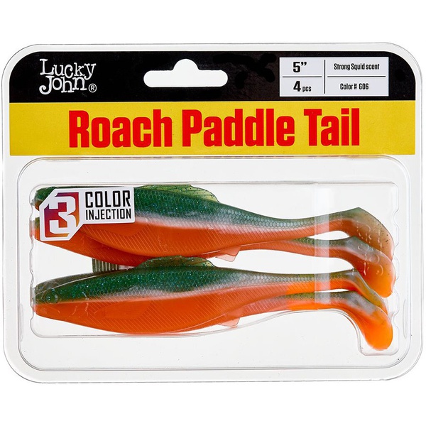Виброхвосты съедобные Lucky John Pro Series Roach Paddle Tail 5" (12.7см) 4шт G06