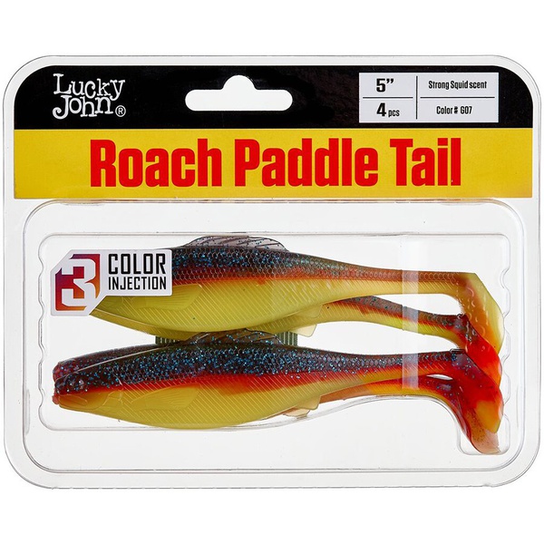 Виброхвосты съедобные Lucky John Pro Series Roach Paddle Tail 5" (12.7см) 4шт G07