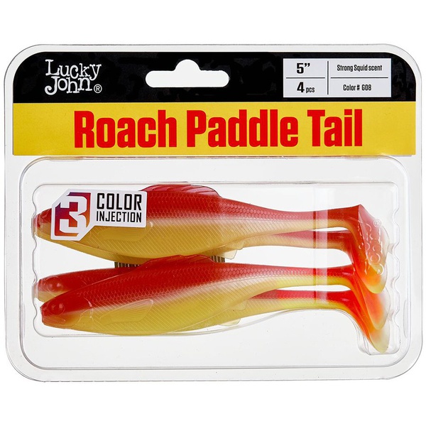 Виброхвосты съедобные Lucky John Pro Series Roach Paddle Tail 5" (12.7см) 4шт G08