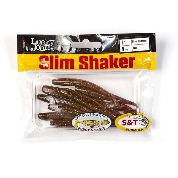 Виброхвосты съедобные Lucky John Pro Series Slim Shaker 3" (7.6см) 9шт S14