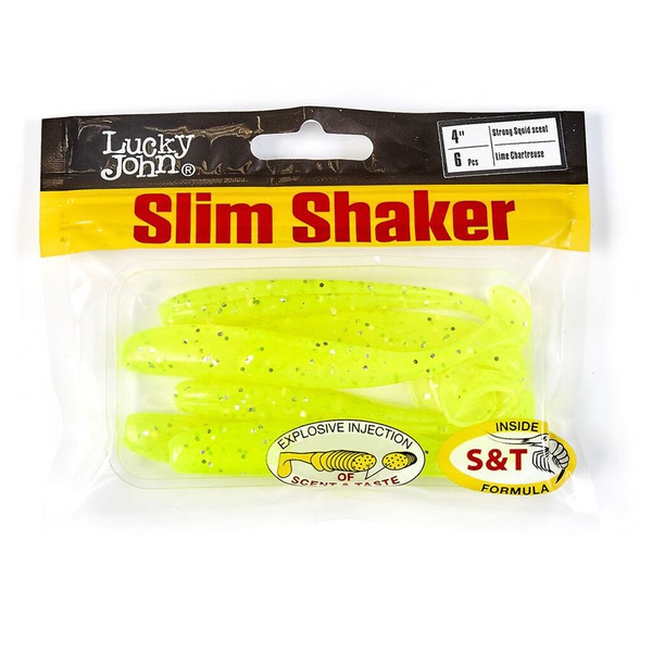 Виброхвосты съедобные Lucky John Pro Series Slim Shaker 4" (10см) 6шт 071