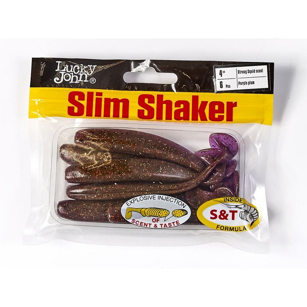 Виброхвосты съедобные Lucky John Pro Series Slim Shaker 4" (10см) 6шт S13