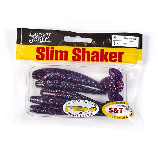Виброхвосты съедобные Lucky John Pro Series Slim Shaker 4" (10см) 6шт S63