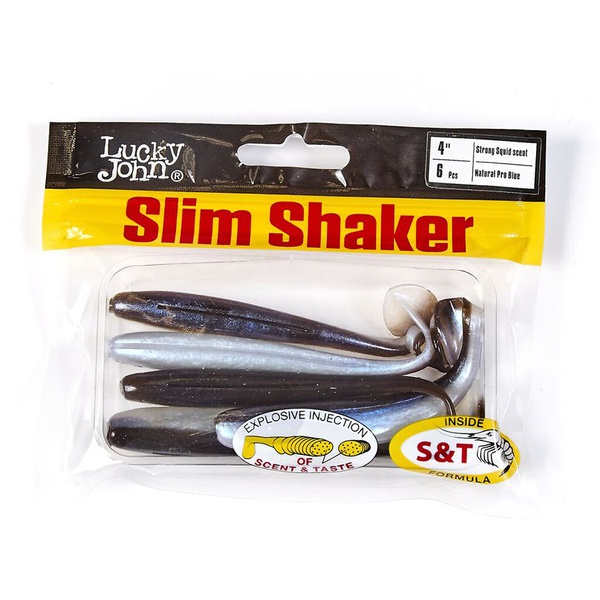 Виброхвосты съедобные Lucky John Pro Series Slim Shaker 4" (10см) 6шт T46