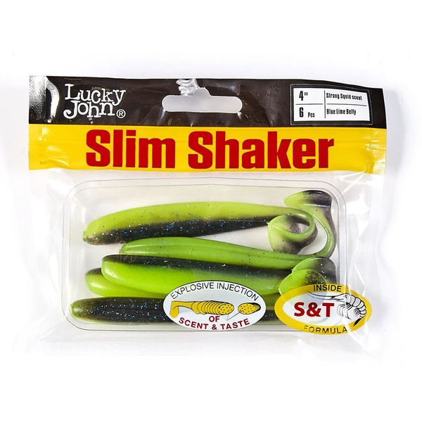 Виброхвосты съедобные Lucky John Pro Series Slim Shaker 4" (10см) 6шт T53