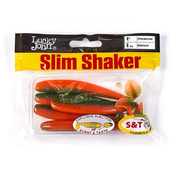 Виброхвосты съедобные Lucky John Pro Series Slim Shaker 4" (10см) 6шт T56