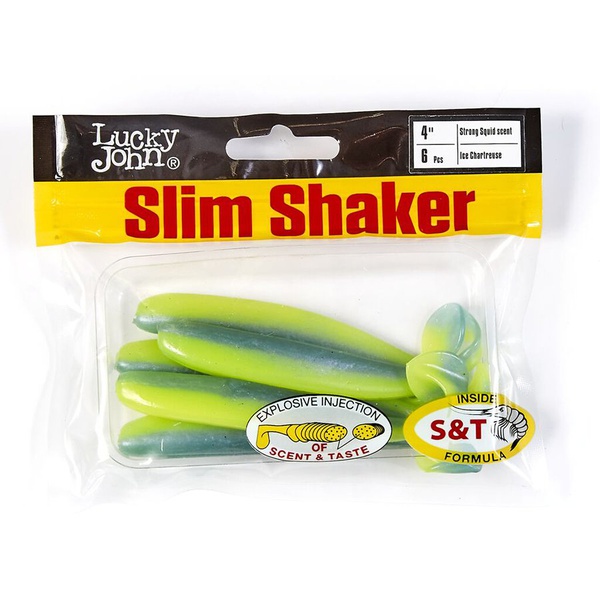 Виброхвосты съедобные Lucky John Pro Series Slim Shaker 4" (10см) 6шт T57