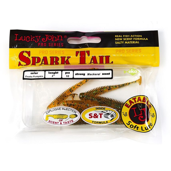 Виброхвосты съедобные Lucky John Pro Series Spark Tail 2" (5см) 10шт PA19