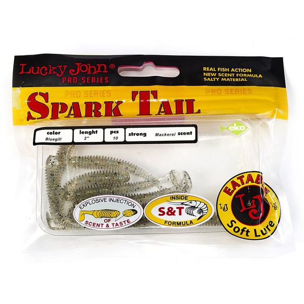 Виброхвосты съедобные Lucky John Pro Series Spark Tail 2" (5см) 10шт S08