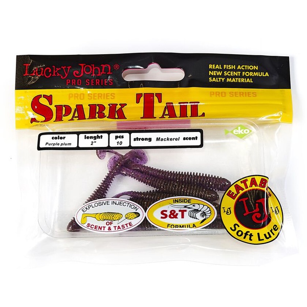 Виброхвосты съедобные Lucky John Pro Series Spark Tail 2" (5см) 10шт S13