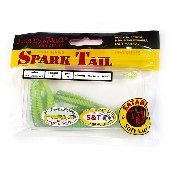 Виброхвосты съедобные Lucky John Pro Series Spark Tail 2" (5см) 10шт T57