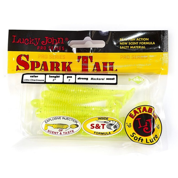 Виброхвосты съедобные Lucky John Pro Series Spark Tail 3" (7,6см) 7шт 071