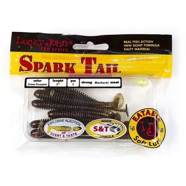 Виброхвосты съедобные Lucky John Pro Series Spark Tail 3" (7,6см) 7шт PA03