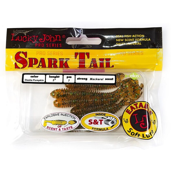 Виброхвосты съедобные Lucky John Pro Series Spark Tail 3" (7,6см) 7шт PA19