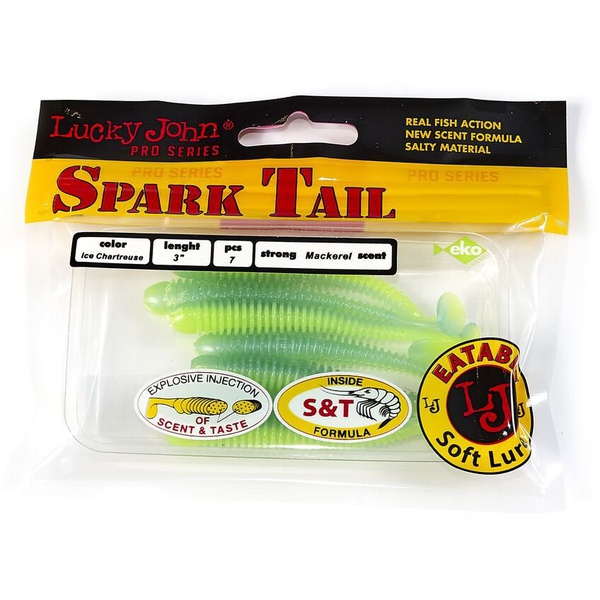 Виброхвосты съедобные Lucky John Pro Series Spark Tail 3" (7,6см) 7шт T57
