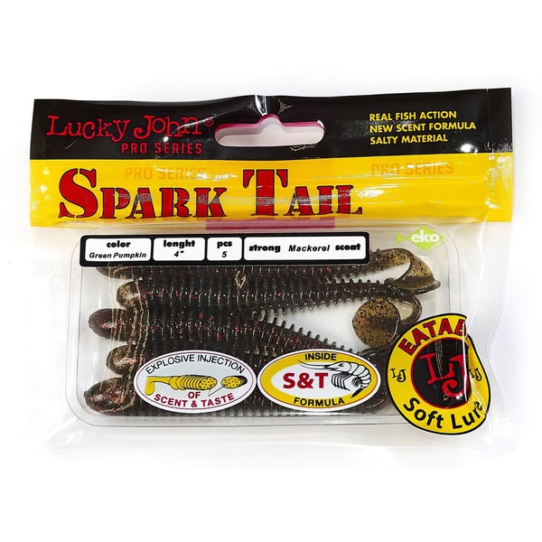 Виброхвосты съедобные Lucky John Pro Series Spark Tail 4" (10,1см) 5шт PA03