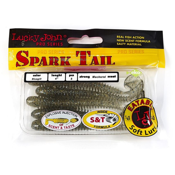 Виброхвосты съедобные Lucky John Pro Series Spark Tail 4" (10,1см) 5шт S08