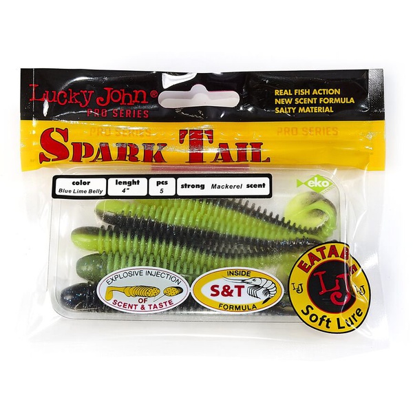 Виброхвосты съедобные Lucky John Pro Series Spark Tail 4" (10,1см) 5шт T53