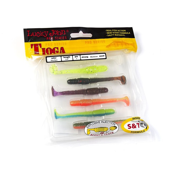 Виброхвосты съедобные Lucky John Pro Series Tioga 2.9" (7.4см) 7шт mix1