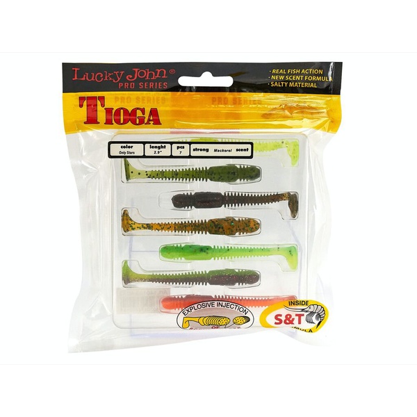 Виброхвосты съедобные Lucky John Pro Series Tioga 2.9" (7.4см) 7шт mix2