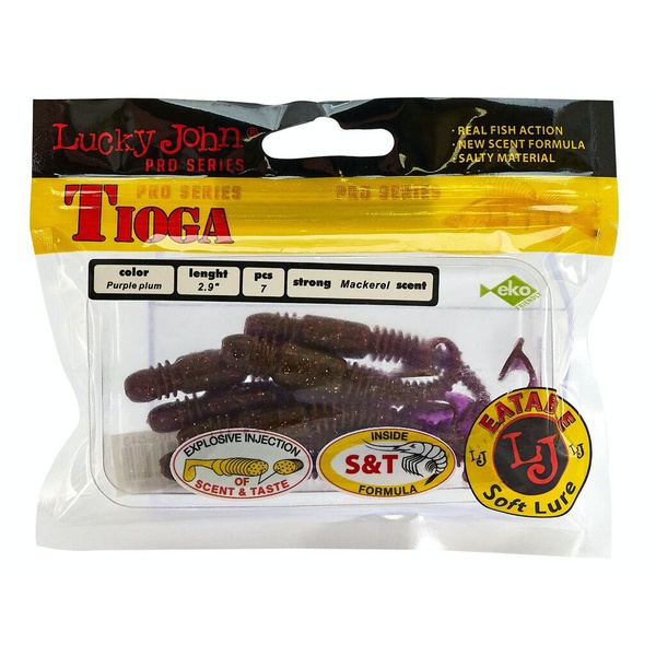 Виброхвосты съедобные Lucky John Pro Series Tioga 2.9" (7.4см) 7шт S13