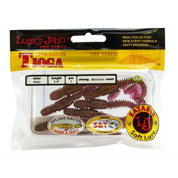 Виброхвосты съедобные Lucky John Pro Series Tioga 2.9" (7.4см) 7шт S14