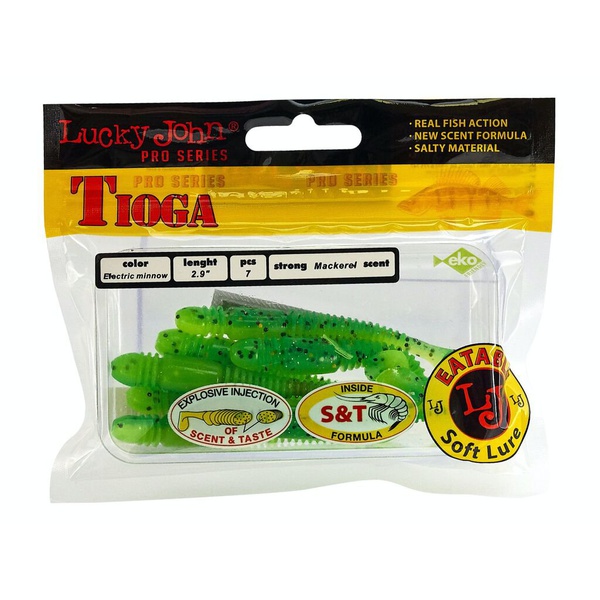 Виброхвосты съедобные Lucky John Pro Series Tioga 2.9" (7.4см) 7шт T18