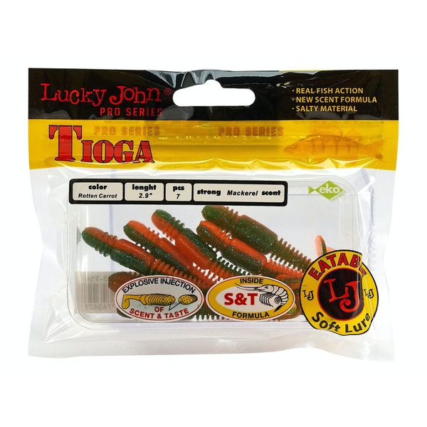 Виброхвосты съедобные Lucky John Pro Series Tioga 2.9" (7.4см) 7шт T56