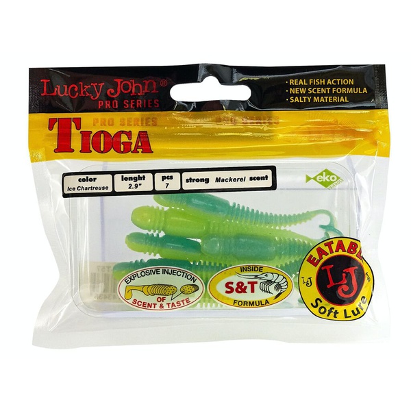 Виброхвосты съедобные Lucky John Pro Series Tioga 2.9" (7.4см) 7шт T57
