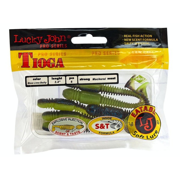 Виброхвосты съедобные Lucky John Pro Series Tioga 3.4" (8.6см) 6шт T53
