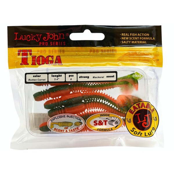 Виброхвосты съедобные Lucky John Pro Series Tioga 3.4" (8.6см) 6шт T56