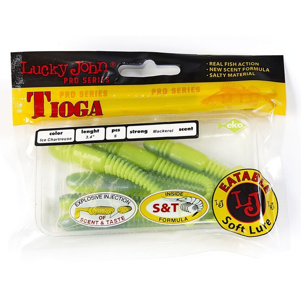 Виброхвосты съедобные Lucky John Pro Series Tioga 3.4" (8.6см) 6шт T57