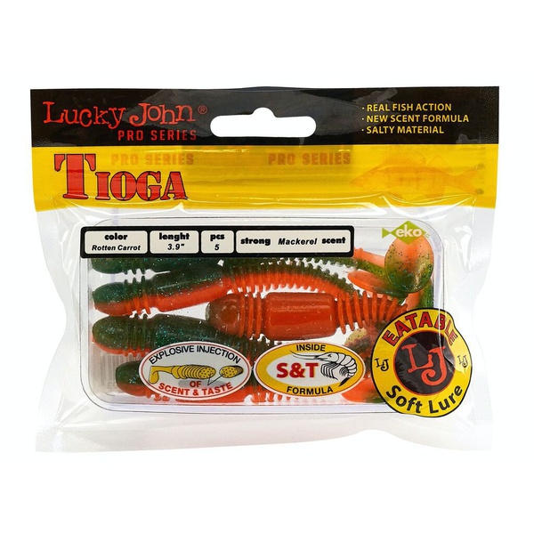 Виброхвосты съедобные Lucky John Pro Series Tioga 3.9" (10см) 5шт T56