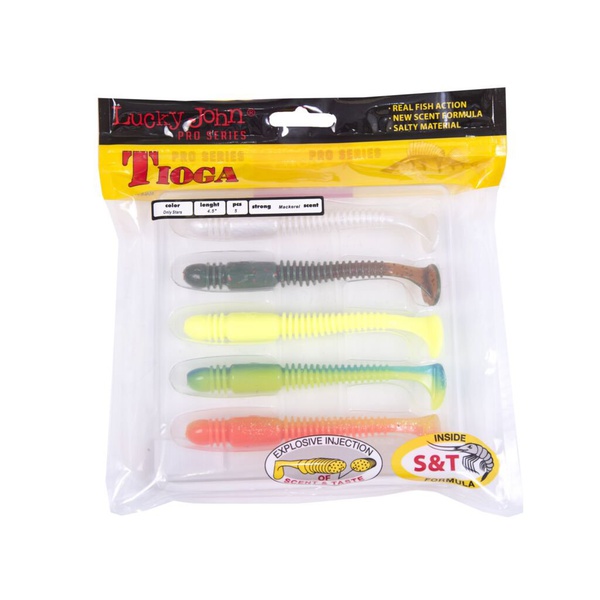 Виброхвосты съедобные Lucky John Pro Series Tioga 4.5" (11,4см) 5шт mix1