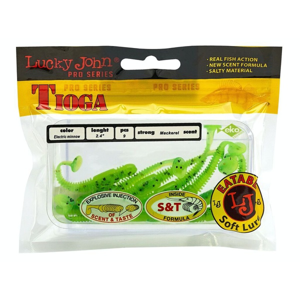 Виброхвосты съедобные Lucky John Pro Series Tioga 2.4" (6,2см) 9шт T18