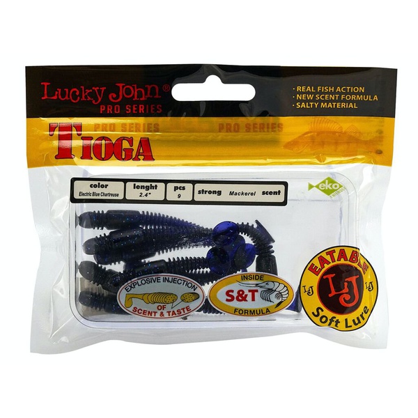 Виброхвосты съедобные Lucky John Pro Series Tioga 2.4" (6,2см) 9шт T52