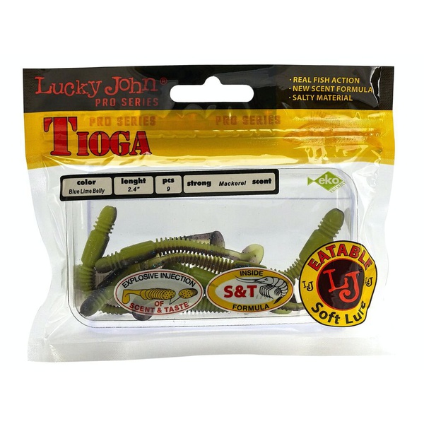 Виброхвосты съедобные Lucky John Pro Series Tioga 2.4" (6,2см) 9шт T53