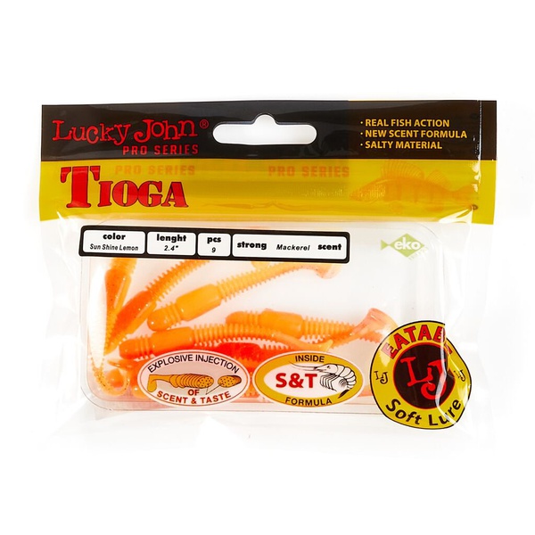 Виброхвосты съедобные Lucky John Pro Series Tioga 2.4" (6,2см) 9шт T54