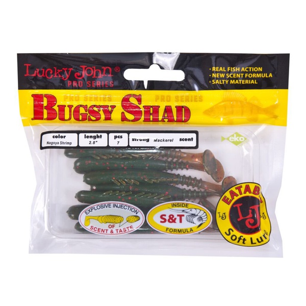 Виброхвосты съедобные Lucky John Pro Series Bugsy Shad 2.8" (7.2см) 7шт 085