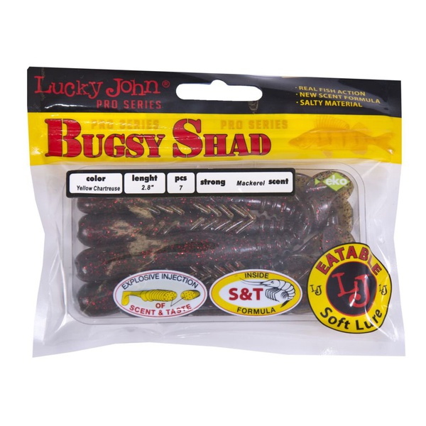 Виброхвосты съедобные Lucky John Pro Series Bugsy Shad 2.8" (7.2см) 7шт PA03