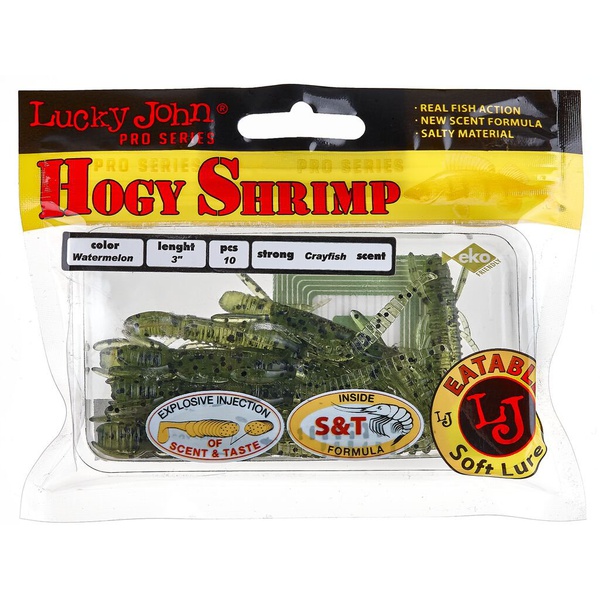 Виброхвосты съедобные Lucky John Pro Series Hogy Shrimp 3" (7.6см) 10шт PA01