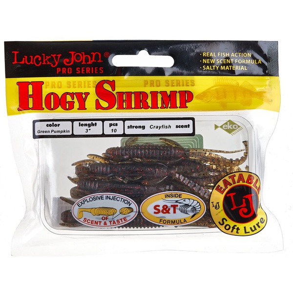 Виброхвосты съедобные Lucky John Pro Series Hogy Shrimp 3" (7.6см) 10шт PA03