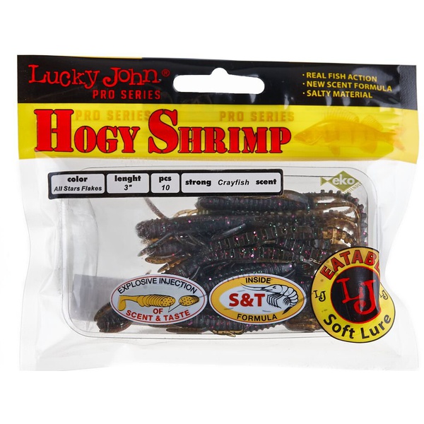 Виброхвосты съедобные Lucky John Pro Series Hogy Shrimp 3" (7.6см) 10шт S21