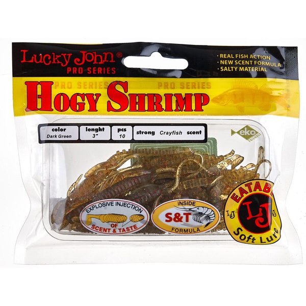 Виброхвосты съедобные Lucky John Pro Series Hogy Shrimp 3" (7.6см) 10шт SB05