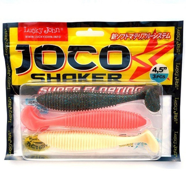 Виброхвосты съедобные Lucky John Pro Series Joco Shaker 4.5" (11.4см) 3шт mix1