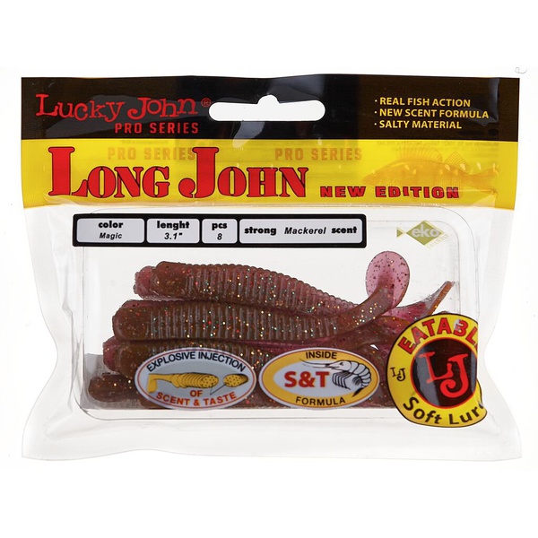 Виброхвосты съедобные Lucky John Pro Series Long John 3.1" (7.9см) 8шт S14
