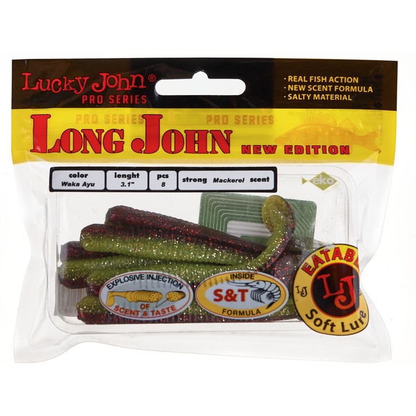 Виброхвосты съедобные Lucky John Pro Series Long John 3.1" (7.9см) 8шт T44