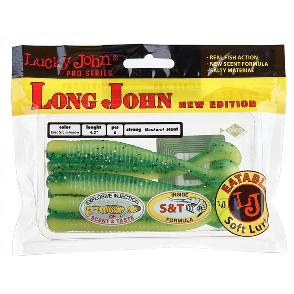 Виброхвосты съедобные Lucky John Pro Series Long John 4.2" (10.7см) 6шт T18