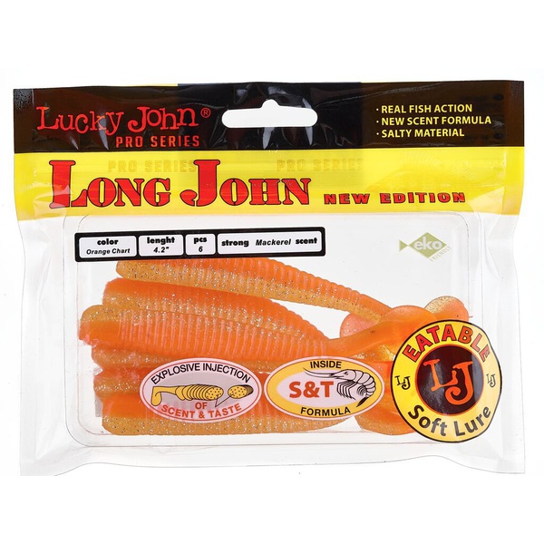 Виброхвосты съедобные Lucky John Pro Series Long John 4.2" (10.7см) 6шт T26