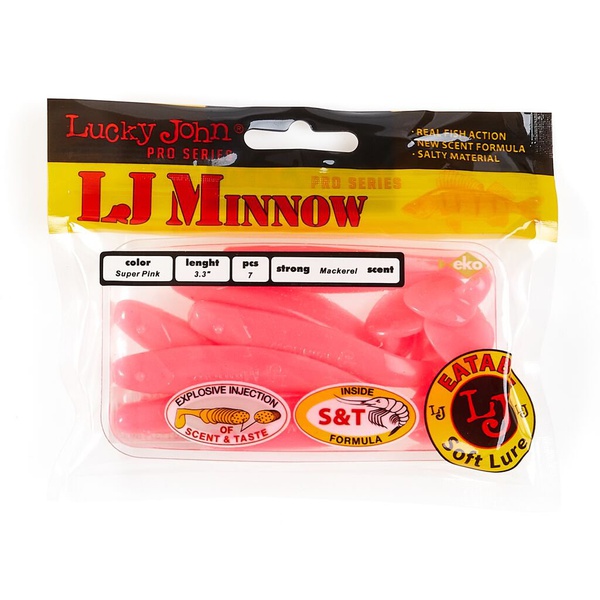 Виброхвосты съедобные Lucky John Pro Series Minnow 3.3" (8.4см) 7шт F05